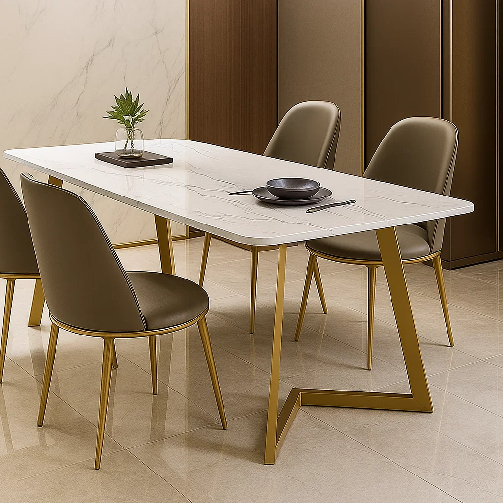 Set Masa Cu 4 Scaune HA07, 160X80X74 cm, Gri [1]