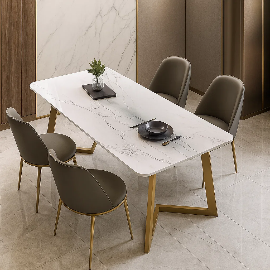 Set Masa Cu 4 Scaune HA07, 160X80X74 cm, Gri [4]