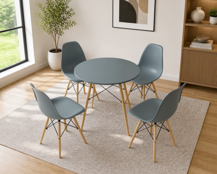 Set Masa DA151Grey 80x75 cm  DA232 cu 4 Scaune  DA232 Grey 46x55x83 cm [3]