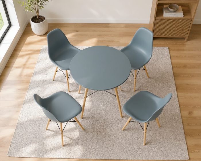 Set Masa DA151Grey 80x75 cm  DA232 cu 4 Scaune  DA232 Grey 46x55x83 cm [2]