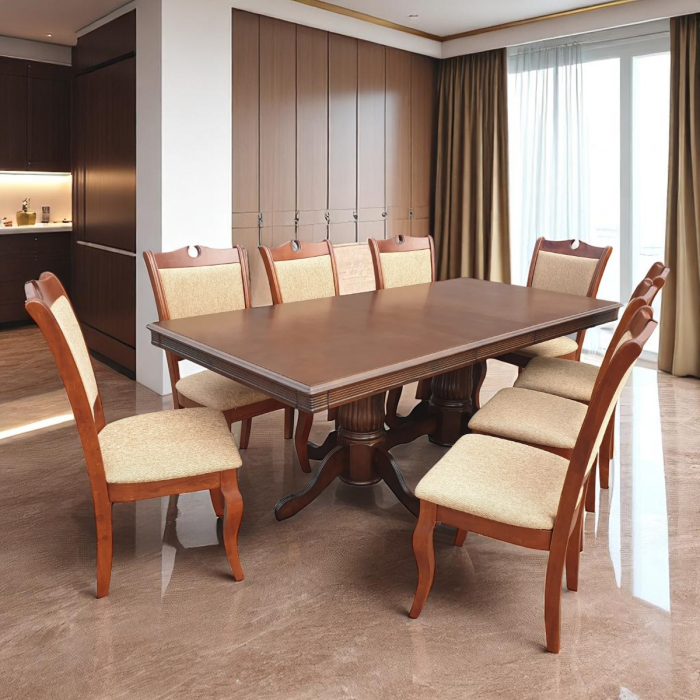 Set Masa RH7132 + 8 Scaune RH8100,160x100x77 cm, Dirty Oak [2]