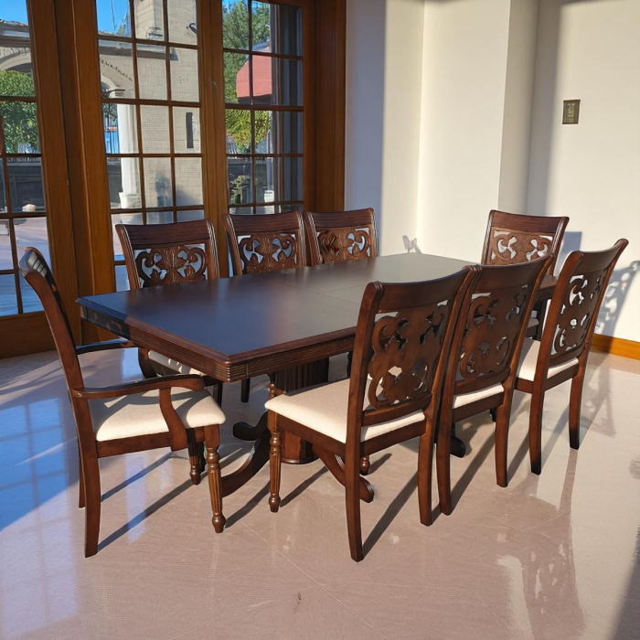 Set Masa RH7132 ext + 6 Scaune RH8016C + 2 Scaune RH8016CA,160x100x77 cm, Nuc [1]