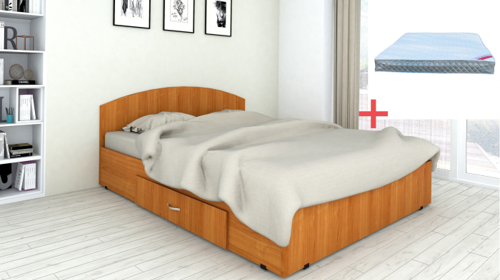 Set pat mijloc 160 + Saltea Bonnell cu Arcuri, Cires [3]