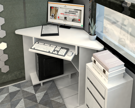 Birou pe Colt SU15 Ro, 76x76x75 cm, Alb [1]