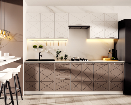 MOBILIER BUCATARIE - Bucatarie Boston Mdf Alb Ciocolata 260x60x200 cm