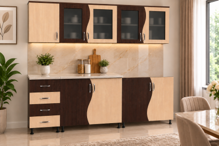 Bucatarii - Bucatarie CIP S  Wenge Mesteacan 200x60x200cm