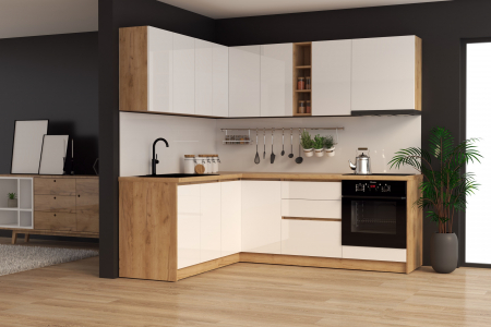 MOBILIER BUCATARIE - Bucatarie colt Chelsea V1, Alb