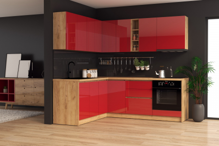 MOBILIER BUCATARIE - Bucatarie colt Chelsea V1, Rosu