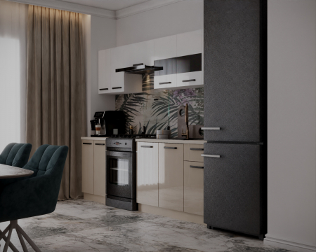 Bucatarie Daria, 240x60x200cm, Alb+Cappuccino [1]