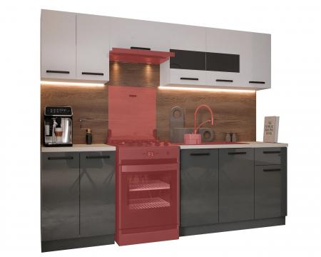 Bucatarie Daria, 240x60x200cm, Alb+Antracit [5]