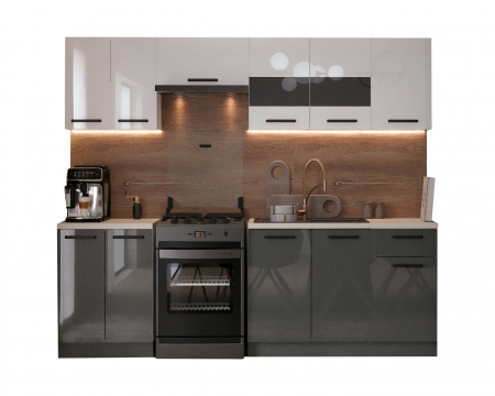 Bucatarie Daria, 240x60x200cm, Alb+Antracit [6]