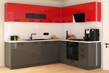 Bucatarie Daria colt V2, Rosu+Antracit [1]