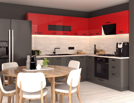 MOBILIER BUCATARIE - Bucatarie Daria colt V2, Rosu+Antracit