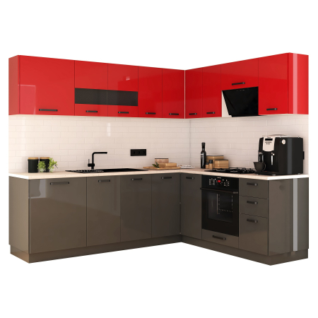 Bucatarie Daria colt V2, Rosu+Antracit [4]