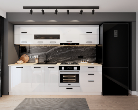 MOBILIER BUCATARIE - Bucatarie Daria MDF, V1 260x60x200cm, Alb