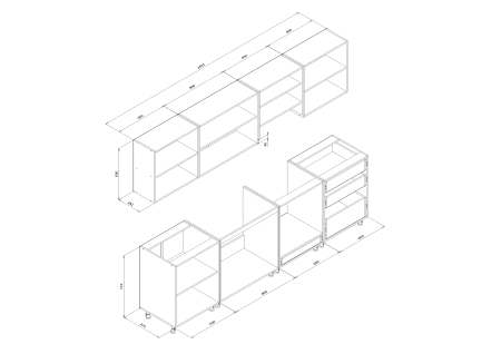 Bucatarie Daria MDF, V1 260x60x200cm, Alb+ Antracit [8]