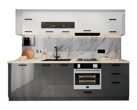 Bucatarie Daria MDF, V1 260x60x200cm, Alb+ Antracit [4]
