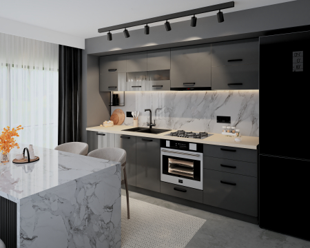 Bucatarie Daria MDF, V1 260x60x200cm, Antracit [1]