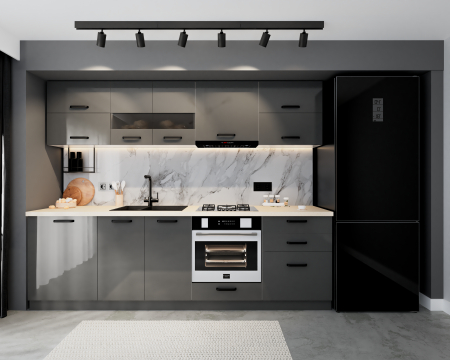 Bucatarie Daria MDF, V1 260x60x200cm, Antracit [0]