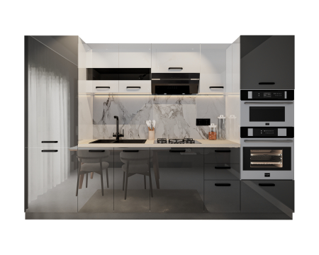 Bucatarie Daria, MDF Alb+Antracit, 303x60x200cm [2]