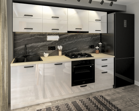 Bucatarie Daria V2, 240x60x200cm, Alb [2]