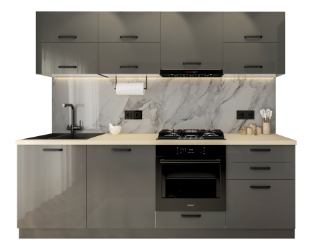 Bucatarie Daria V2, 240x60x200cm, Gri antracit [4]