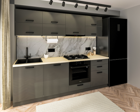 Bucatarie Daria V2, 240x60x200cm, Gri antracit [2]
