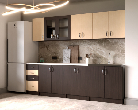 Bucatarie Venus Ro 2.6m, Wenge + Mesteacan [1]