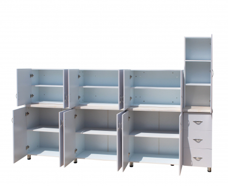 Bucatarie Yustina Alb+Argintiu, 280x43x189cm [5]