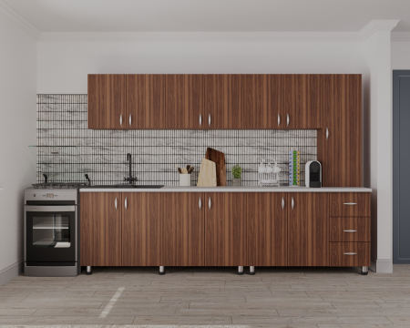 MOBILIER BUCATARIE - Bucatarie Yustina nuc, 280x43x189cm
