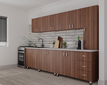 Bucatarie Yustina nuc, 280x43x189cm [6]