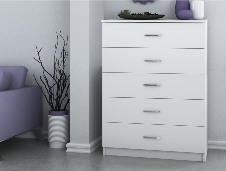 Comode - Comoda 5 sertare Ro alb