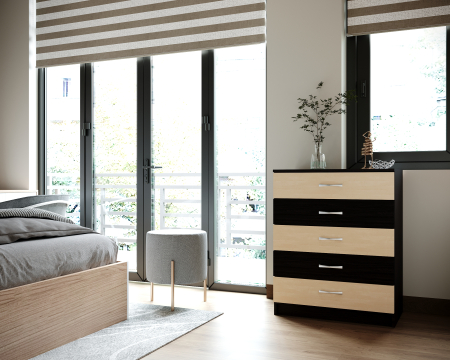 Comoda 5 Sertare Wenge + Mesteacan [1]