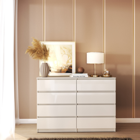 MOBILIER DORMITOR - Comoda Aria 8 sertare Alb  120x40x97 cm