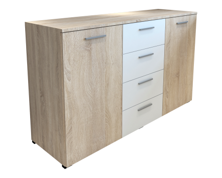 Comoda Lileia Ro, 134x41x81 cm, Sonoma/Alb [4]