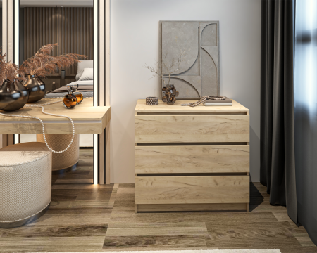 MOBILIER DORMITOR - Comoda MP5 3S, 90x44x80 cm, Stejar k003