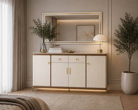 MOBILIER DORMITOR - Comoda Royal MDF Beige 160x40x90 cm