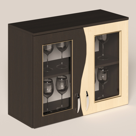 MOBILIER BUCATARIE - Corp superior Cip S 80 geam Wenge/Mesteacan