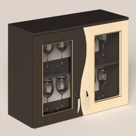 MOBILIER BUCATARIE - Corp superior Paula 80 geam Wenge/Mesteacan