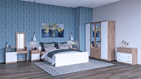 Dormitoare - DORMITOR KIM NOVA RO STEJAR WOTAN + ALB