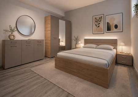 MOBILIER DORMITOR - Dormitor Nensi Stejar Cappuccino