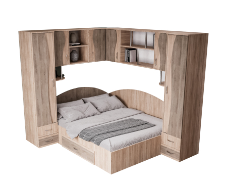 Dormitor Tineret Colt S, Sonoma-Trufe 187x51/247x200 cm [4]