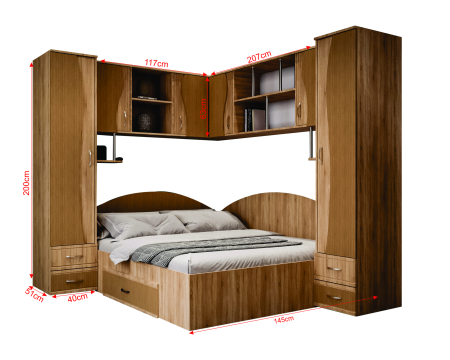 Dormitor Tineret Colt S, Sonoma-Trufe 187x51/247x200 cm [7]