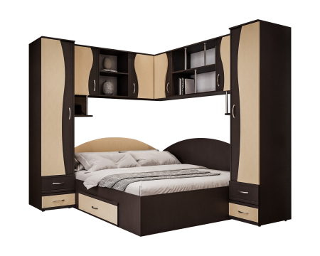 Dormitor Tineret Colt S, Wenge+Mesteacan 187x51/247x200 cm [5]