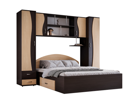 Dormitor Tineret, Wenge+Mesteacan 227x51/205x200 cm [4]