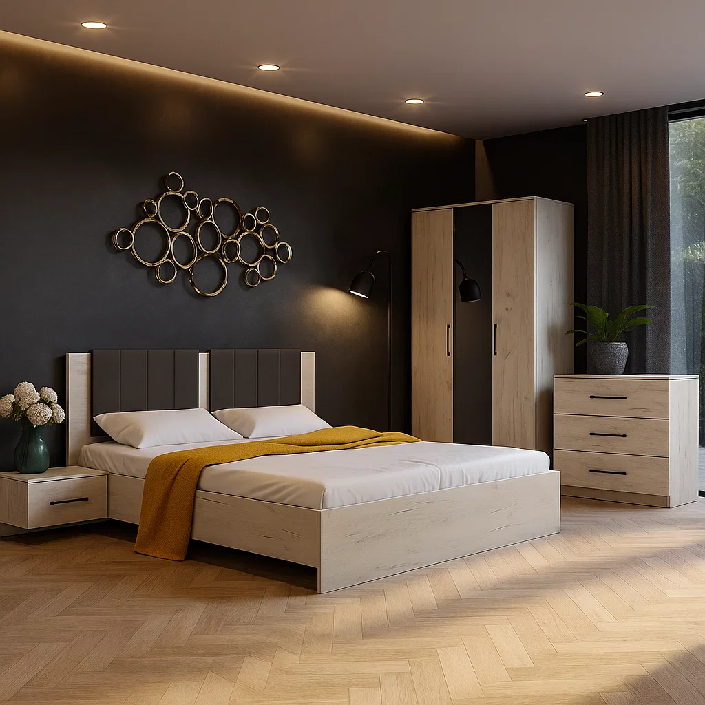 Dormitor Vera Ro, 150x56x205 cm, Stejar/ Alb k001 [0]
