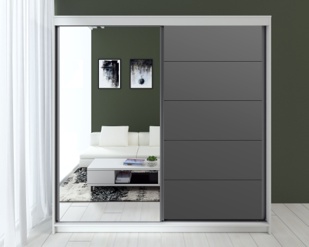 Dulapuri - Dressing Smart MDF Acril Gri 200x60x200cm