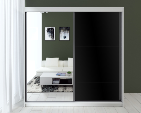 Dulapuri - Dressing Smart MDF Acril Negru 180x60x200cm