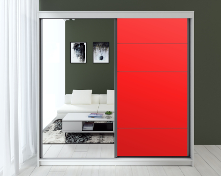 Dulapuri - Dressing Smart MDF Acril Rosu 180x60x200cm