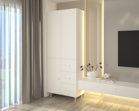Dulap 3Usi -3S, 70x 35x 180 cm Alb [3]